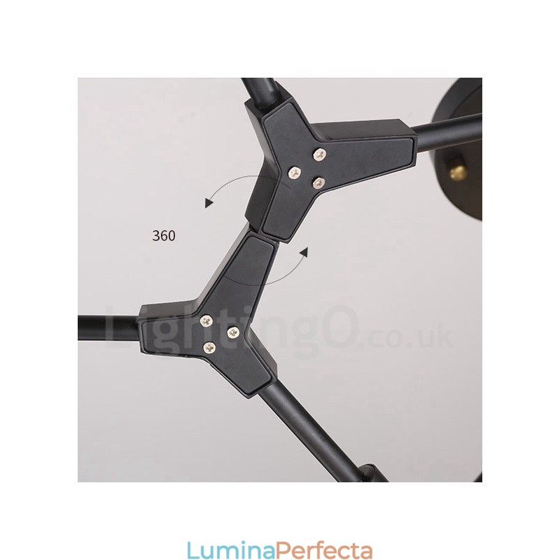 Candelabru negru, modern, contemporan, cu 9 lumini