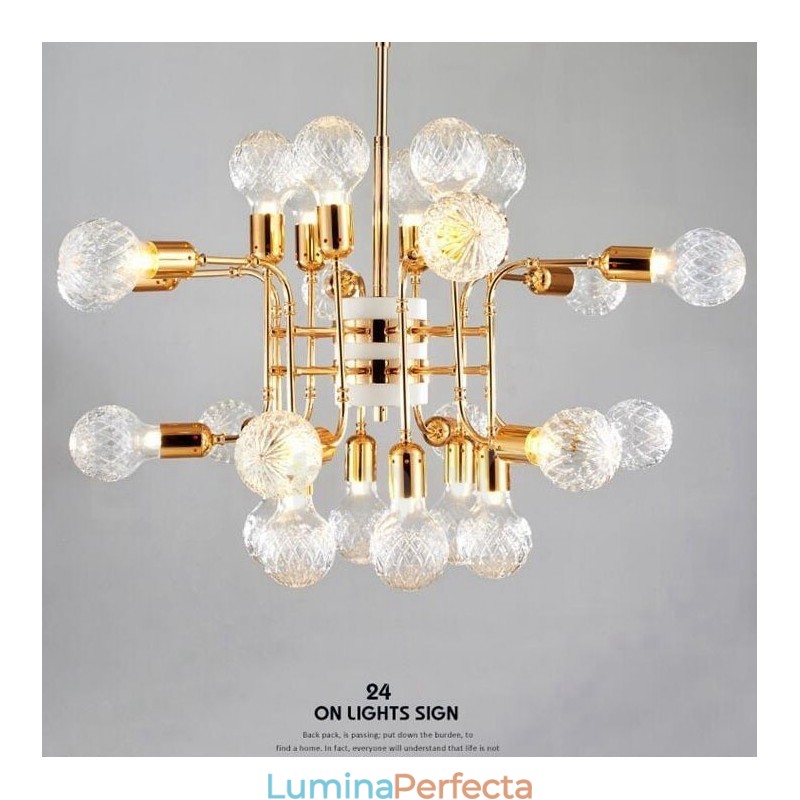 Candelabru cu 4 niveluri, modern și contemporan, cu 24 de lumini