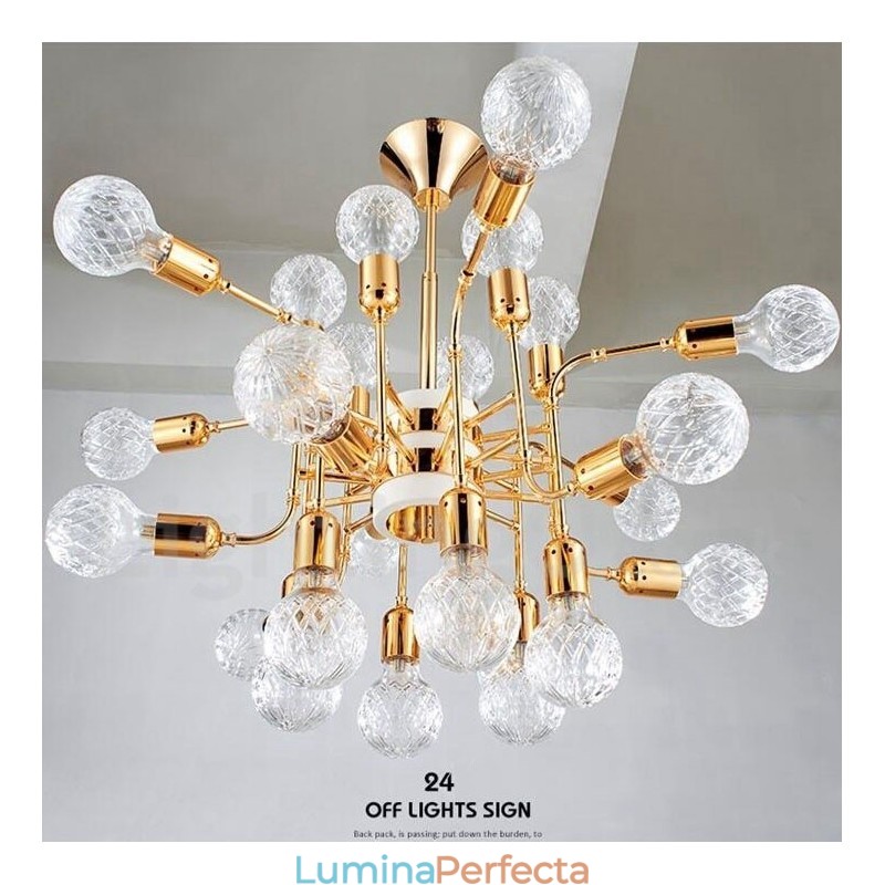 Candelabru cu 4 niveluri, modern și contemporan, cu 24 de lumini