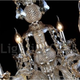 Candelabru modern cu 6 lumini, retro, vintage, culoare cognac