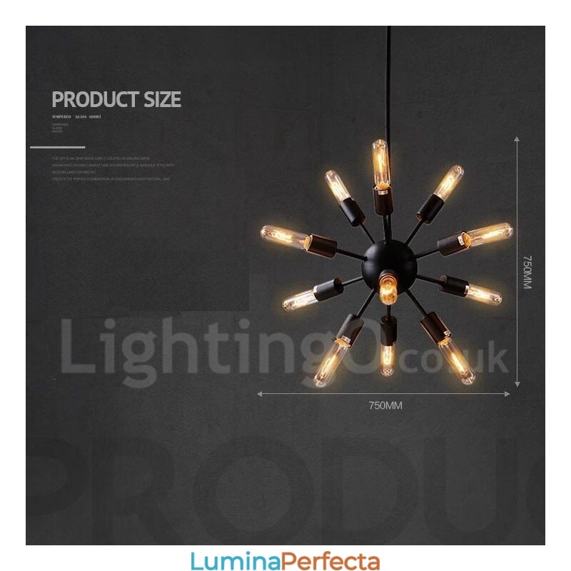 Candelabru Sputnik retro vintage cu 12 lumini