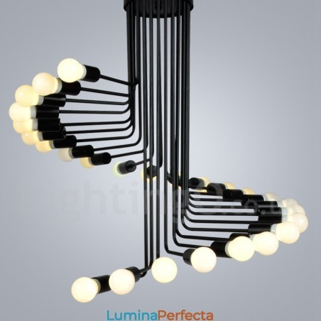 Candelabru negru cu 26 de lumini, retro, epocă, modernă, contemporană Candelabru negru cu 26 de lumini, retro, epocă, modernă, contemporană