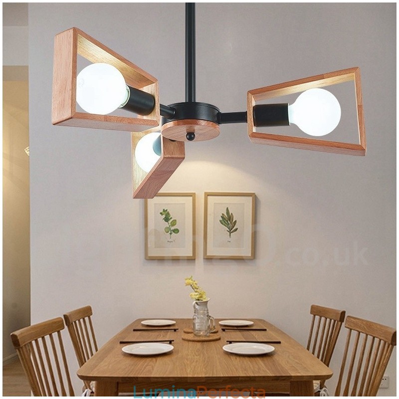 Candelabru din lemn cu un singur nivel, cu 3 lumini, stil modern și contemporan