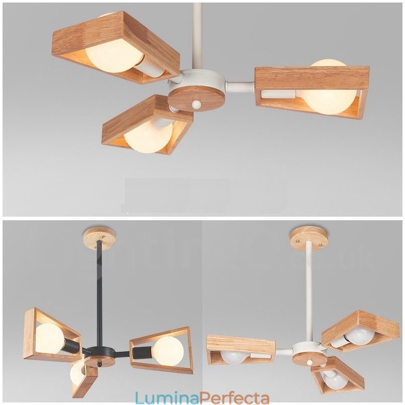 Candelabru din lemn cu un singur nivel, cu 3 lumini, stil modern și contemporan