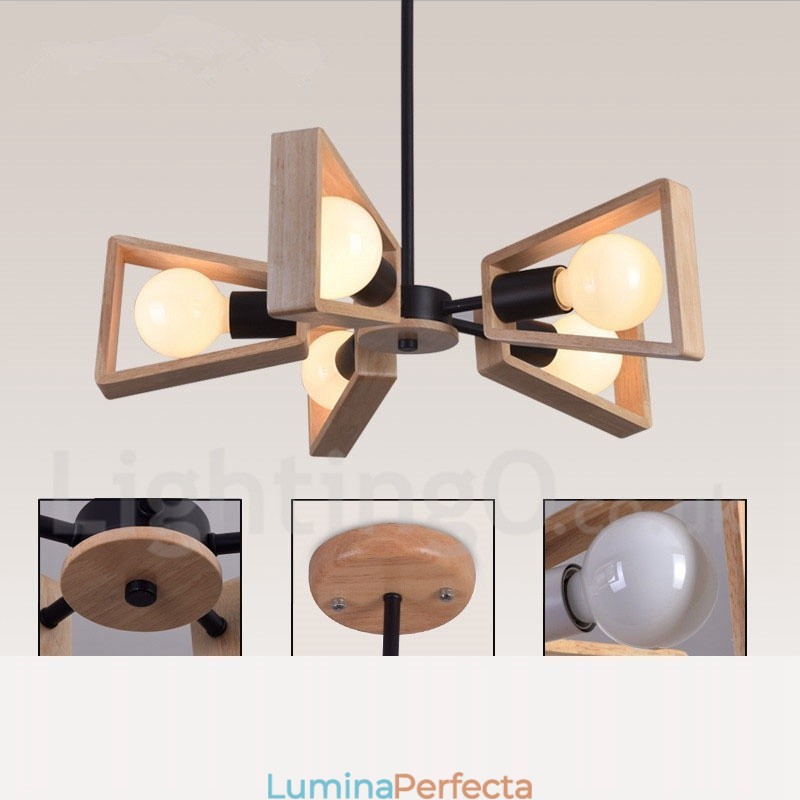 Candelabru din lemn cu un singur nivel, cu 5 lumini, stil modern și contemporan