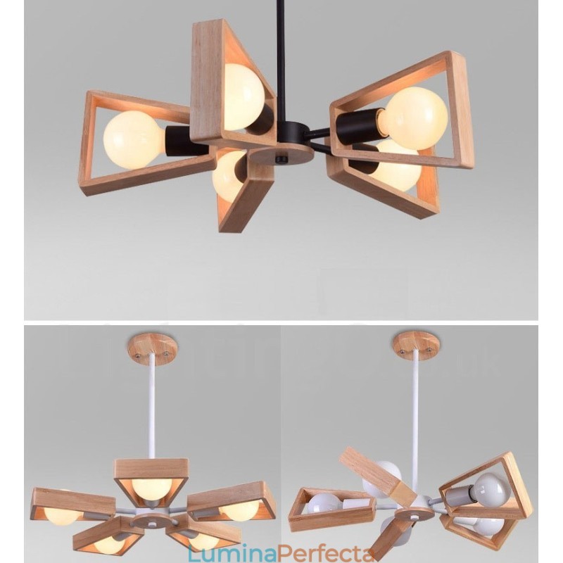 Candelabru din lemn cu un singur nivel, cu 5 lumini, stil modern și contemporan