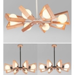Candelabru din lemn cu un singur nivel, cu 8 lumini, stil modern și contemporan