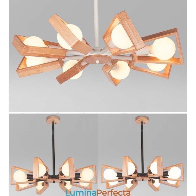 Candelabru din lemn cu un singur nivel, cu 8 lumini, stil modern și contemporan