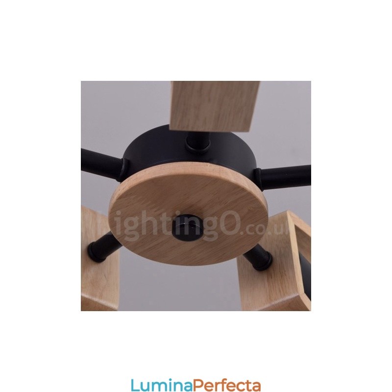 Candelabru din lemn cu un singur nivel, cu 8 lumini, stil modern și contemporan
