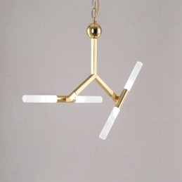 Candelabru auriu modern contemporan, cu 2 niveluri, 4 lumini