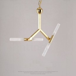 Candelabru auriu modern contemporan, cu 2 niveluri, 4 lumini