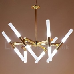 Candelabru auriu modern, contemporan, cu 2 niveluri, 12 lumini