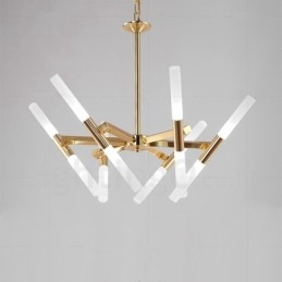 Candelabru auriu modern, contemporan, cu 2 niveluri, 12 lumini