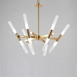Candelabru auriu modern, contemporan, cu 2 niveluri, 12 lumini