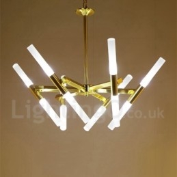 Candelabru auriu modern, contemporan, cu 2 niveluri, 12 lumini
