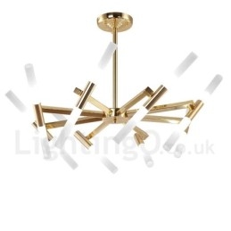 Candelabru auriu modern contemporan, cu 2 niveluri, 16 lumini