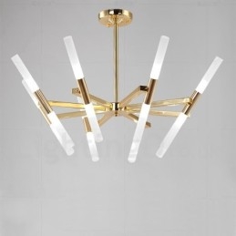 Candelabru auriu modern contemporan, cu 2 niveluri, 16 lumini