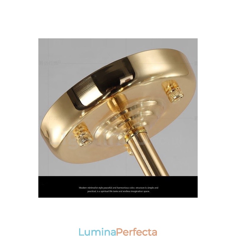 Candelabru auriu modern contemporan, cu 2 niveluri, 16 lumini