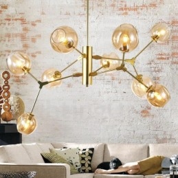 Candelabru cu abajur din sticlă în stil modern și contemporan