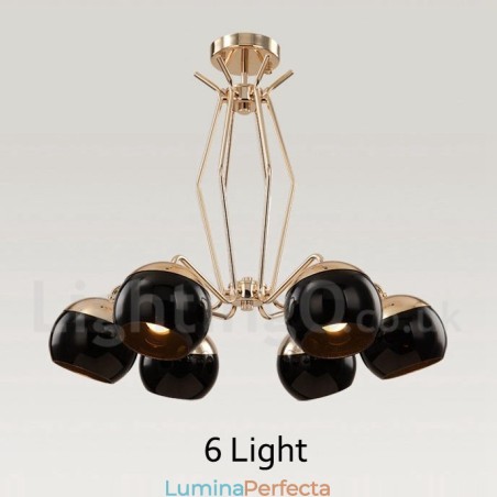 Candelabru modern contemporan, metalic, cu un singur nivel, cu 6 lumini, cu abajur din sticlă Candelabru modern contemporan, metalic, cu un singur nivel, cu 6 lumini, cu abajur din sticlă