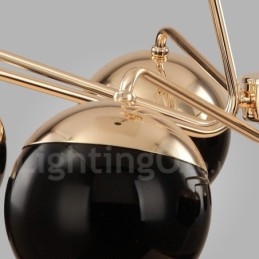 Candelabru modern contemporan din metal, cu un singur nivel, cu 8 lumini, cu abajur din sticlă