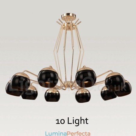Candelabru modern contemporan din metal, cu un singur nivel, cu 10 lumini, cu abajur din sticlă Candelabru modern contemporan din metal, cu un singur nivel, cu 10 lumini, cu abajur din sticlă