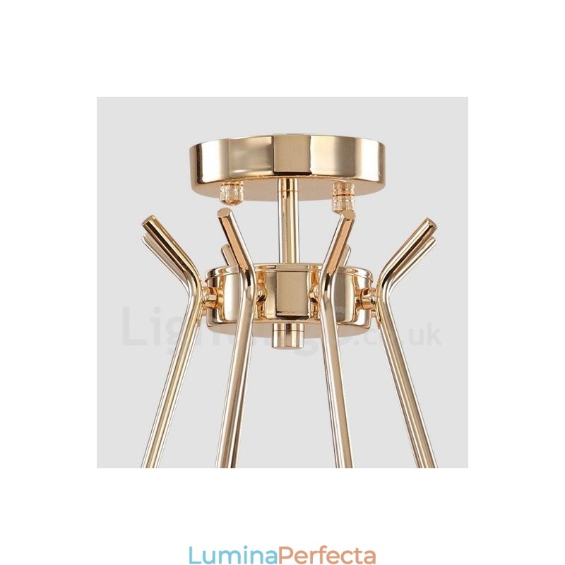 Candelabru modern contemporan din metal, cu un singur nivel, cu 10 lumini, cu abajur din sticlă