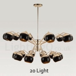 Candelabru metalic contemporan cu abajur din sticla