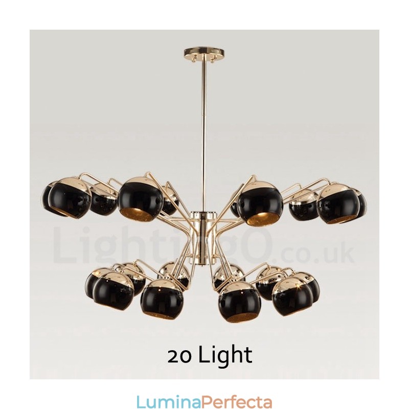 Candelabru metalic contemporan cu abajur din sticla