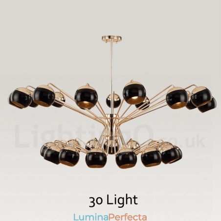 Candelabru modern, contemporan, din metal, cu 30 de lumini, cu abajur din sticlă Candelabru modern, contemporan, din metal, cu 30 de lumini, cu abajur din sticlă