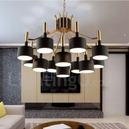 Lampă cu candelabru modern contemporan, cu 12 lumini, cu 2 niveluri