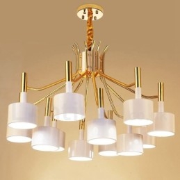 Lampă cu candelabru modern contemporan, cu 12 lumini, cu 2 niveluri
