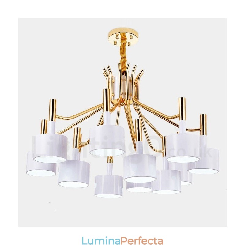 Lampă cu candelabru modern contemporan, cu 12 lumini, cu 2 niveluri