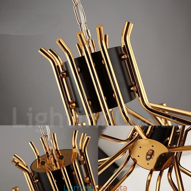 Lampă cu candelabru modern contemporan, cu 12 lumini, cu 2 niveluri