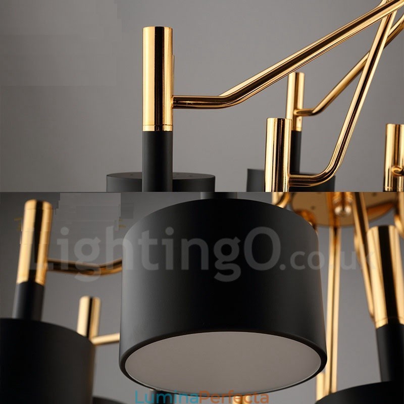 Lampă cu candelabru modern contemporan, cu 12 lumini, cu 2 niveluri