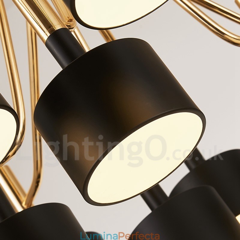 Lampă cu candelabru modern contemporan, cu 12 lumini, cu 2 niveluri