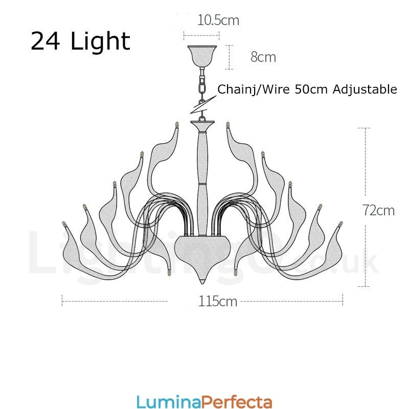 Candelabru Modern Swan cu 24 de lumini Bec G4 de cromat inclus