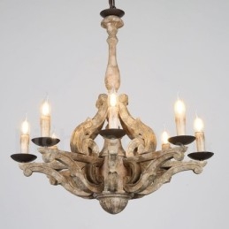 Candelabru din lemn retro vintage cu 8 lumini
