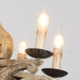 Candelabru din lemn retro vintage cu 8 lumini
