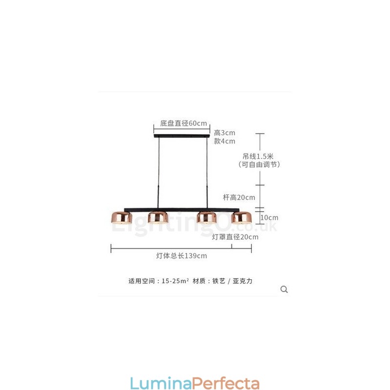 Candelabru cu 4 lumini, un singur nivel, modern și contemporan rotativ