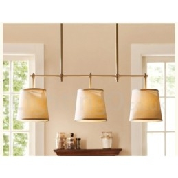 Candelabru din cupru retro cu 3 lumini country cu lampă cu abajur din material textil