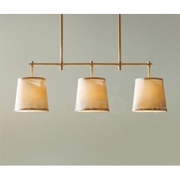 Candelabru din cupru retro cu 3 lumini country cu lampă cu abajur din material textil