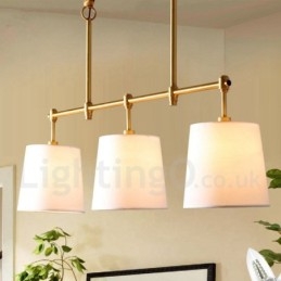 Candelabru din cupru retro cu 3 lumini country cu lampă cu abajur din material textil