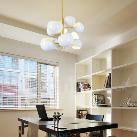 Candelabru alb, 10 lumini, modern contemporan Candelabru alb, 10 lumini, modern contemporan