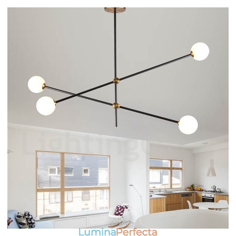 Candelabru modern și contemporan cu 4 lumini și 2 niveluri
