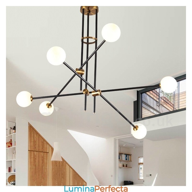 Candelabru modern și contemporan cu 6 lumini și 3 niveluri