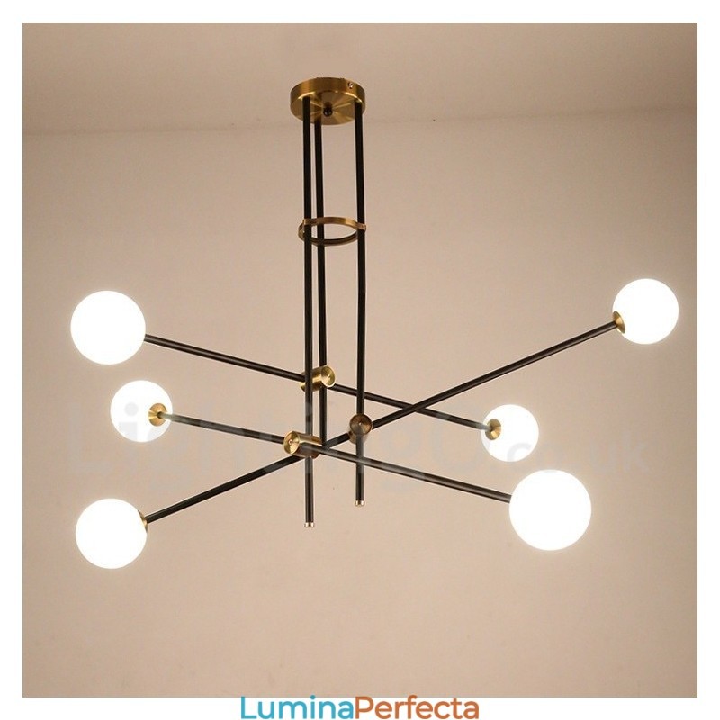 Candelabru modern și contemporan cu 6 lumini și 3 niveluri