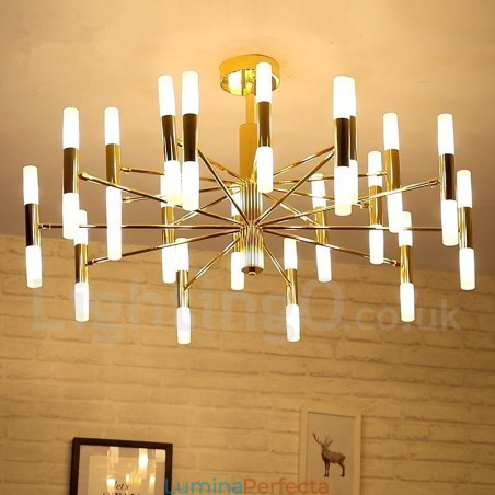Lampă candelabru modern contemporan, auriu, cu 40 de lumini Lampă candelabru modern contemporan, auriu, cu 40 de lumini