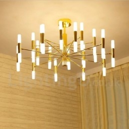 Lampă candelabru modern contemporan, auriu, cu 40 de lumini