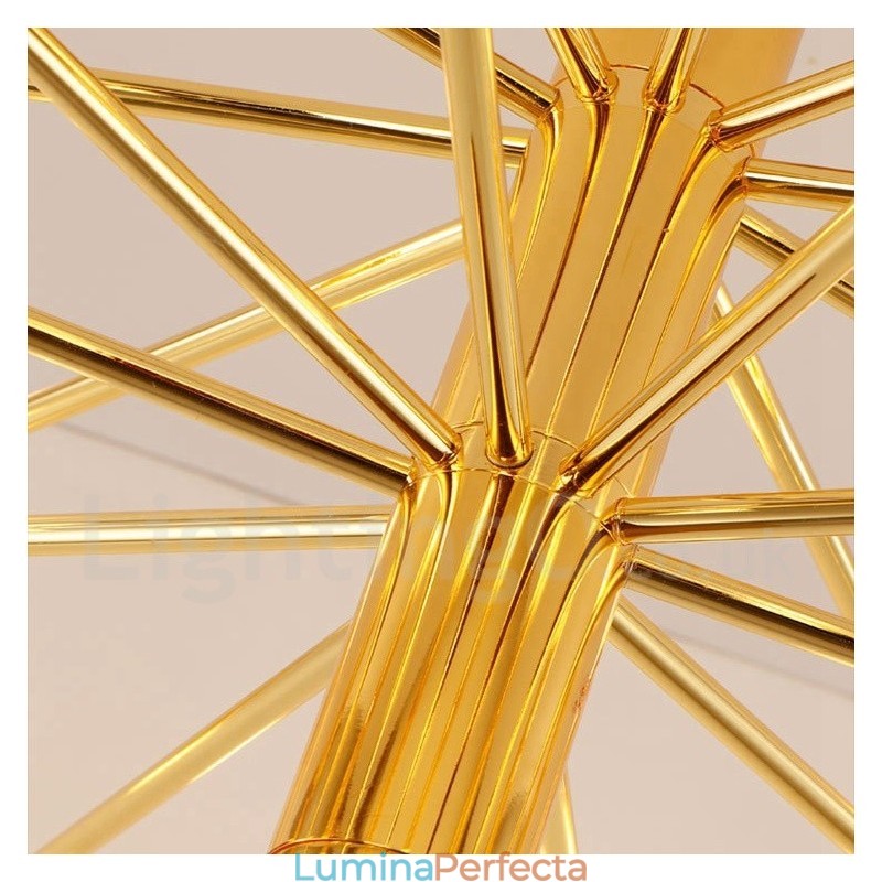 Lampă candelabru modern contemporan, auriu, cu 40 de lumini